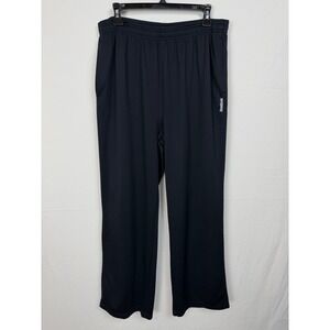 Reebok Mens Polyester Athletic Pants XL Black Mesh Drawstring Gym Training